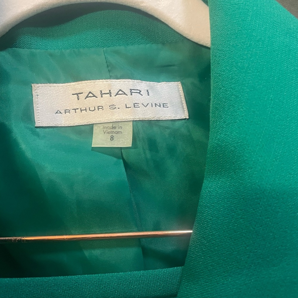 Tahari Emerald Green Skirt Suit with Gold Accents - Picture 2 of 8